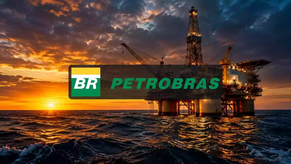 Ölplattform auf hoher See bei Dämmerung als Symbol für die Energiebranche und Rohstoffmärkte. Illustration mit AI erstellt.