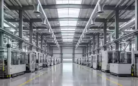 Eine weitläufige, moderne Industriehalle mit automatisierter Produktionstechnik und stählernen Strukturen. - Foto: über boerse-global.de