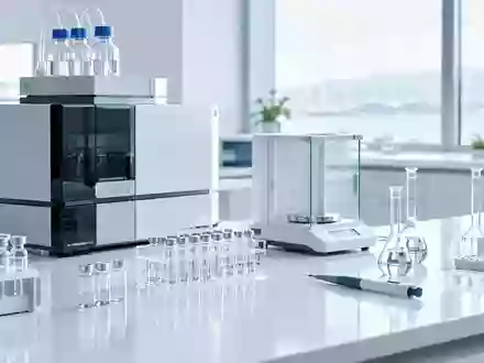 Ein klinisches Labor mit präzisen Messinstrumenten und Glasgefäßen auf einem sauberen Labortisch. - Foto: über boerse-global.de