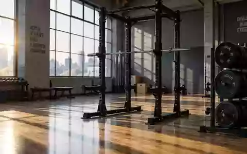 Ein leeres, minimalistisches Fitnessstudio mit einem HantelstĂ€nder und ordentlich gestapelten Gewichtsscheiben bei Sonnenlicht. - Foto: ĂŒber boerse-global.de