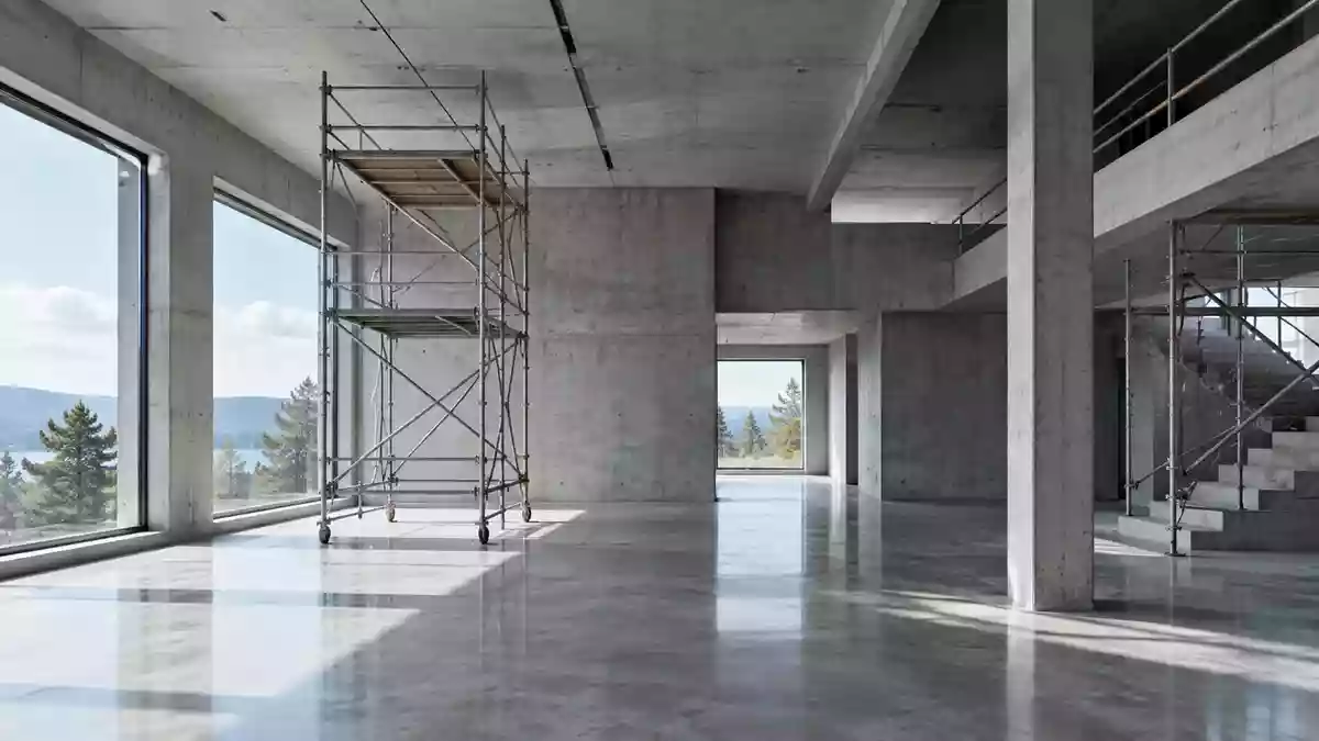 Rohbau des neuen Instituts für Auditorische Neurowissenschaften in Göttingen mit moderner Architektur und Tageslicht. Illustration mit AI erstellt.