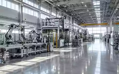 Eine weitläufige, moderne Fabrikhalle mit komplexen automatisierten Fertigungsanlagen und metallischen Strukturen. - Foto: über boerse-global.de