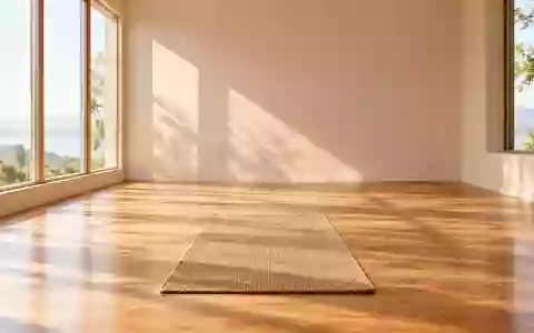 Eine leere, lichtdurchflutete Yogamatte auf einem hellen Holzboden in einem minimalistischen Raum. - Foto: über boerse-global.de