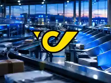 Modernes Logistikzentrum mit automatisierten Sortieranlagen in blauem Licht als Symbol fĂĽr Effizienz und Wachstum. - Foto: ĂĽber boerse-global.de