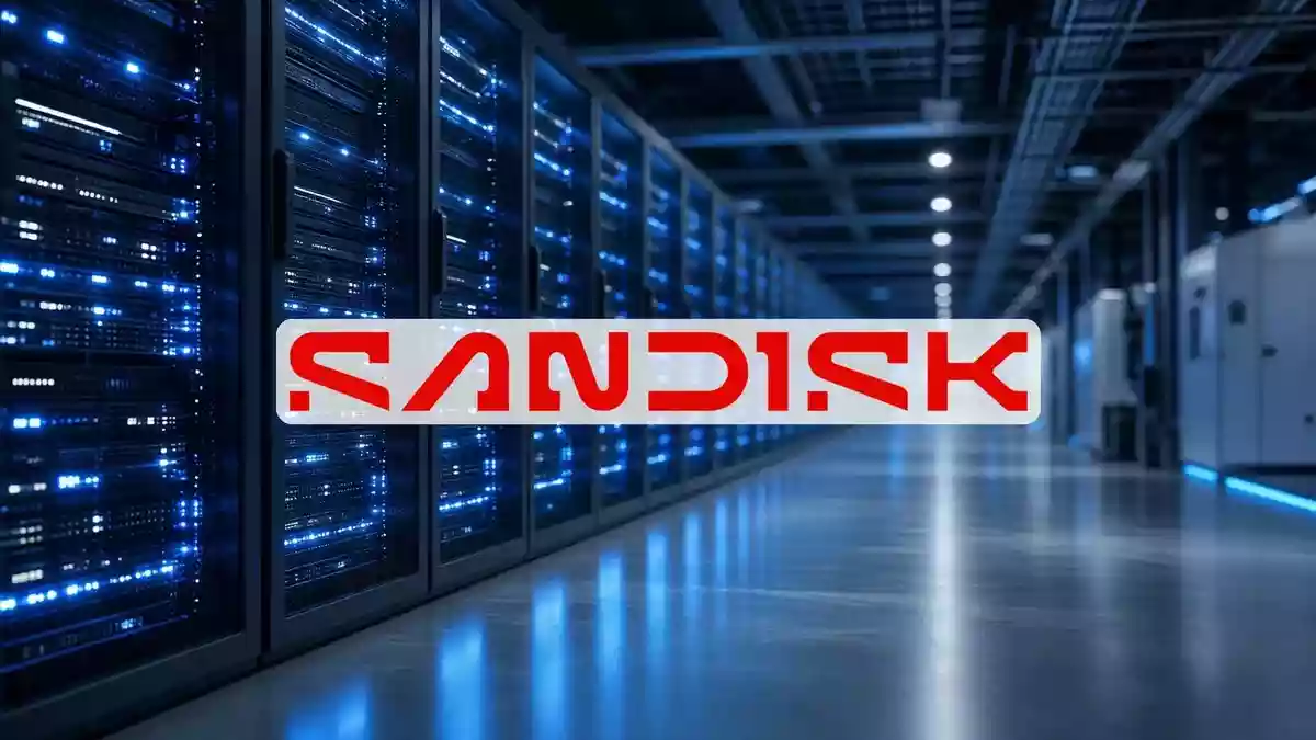 SanDisk Slips as Wall Street Squares Off Over the Memory Cycle Illustration mit AI erstellt.