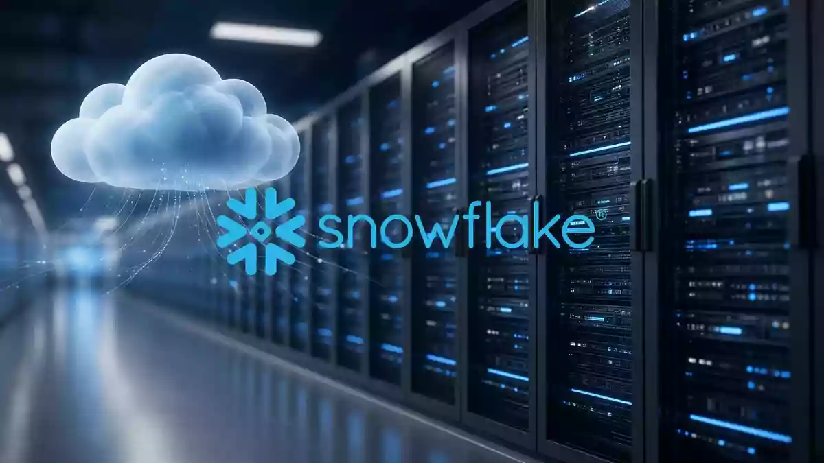 Abstrakte Darstellung von Cloud-Computing und digitaler Datenvernetzung in einem modernen Rechenzentrum. Illustration mit AI erstellt.