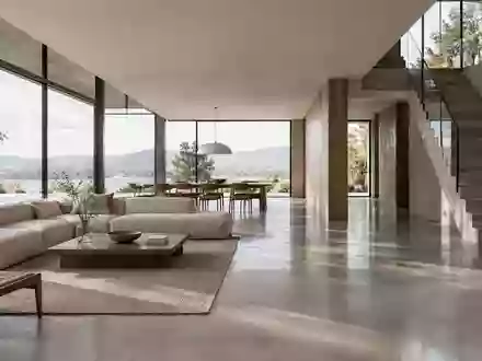 Minimalistisches, modernes Interieur mit klaren Linien und natürlichem Lichteinfall in einer ruhigen, architektonischen Umgebung. - Foto: über boerse-global.de