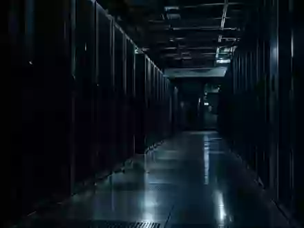 Dunkler, atmosphärischer Serverraum mit unbeleuchteten Server-Racks in einem industriellen Umfeld. - Foto: über boerse-global.de
