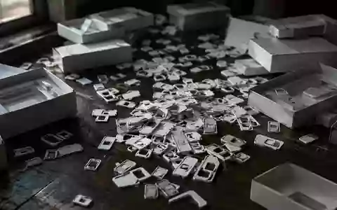 Eine Ansammlung von leeren SIM-Karten-Rahmen und Verpackungsmaterial auf einem dunklen Holztisch. - Foto: über boerse-global.de
