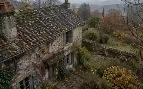 Ein älteres Wohnhaus mit Garten in der Dämmerung, das die Atmosphäre einer Immobiliennachfolge und Stilllegung einfängt. - Foto: über boerse-global.de