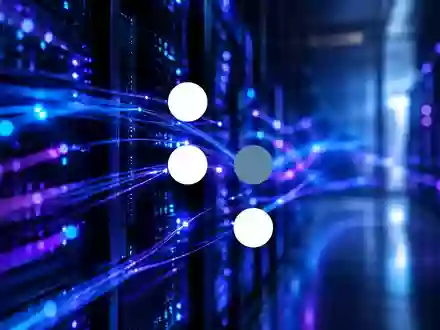 Abstrakte Darstellung eines beleuchteten Serverraums mit Lichtstreifen, die Marktvolatilität im Technologiesektor symbolisieren. - Foto: über boerse-global.de