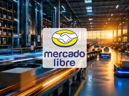 Modernes, automatisiertes Logistikzentrum mit Lichtspuren in einer industriellen Lagerhalle. - Foto: ĂĽber boerse-global.de
