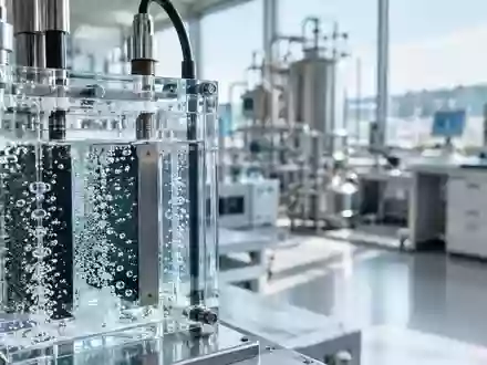 Nahaufnahme einer elektrolytischen Zelle in einem modernen Wasserstoff-Forschungslabor. - Foto: über boerse-global.de
