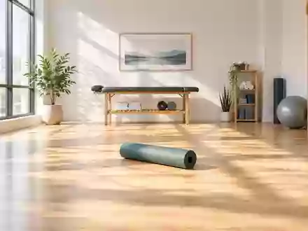 Ein heller, minimalistischer Übungsraum mit einer ausgerollten Yogamatte in einer ruhigen Umgebung. - Foto: über boerse-global.de