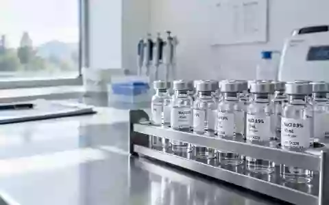 Ein steriler Labortisch mit Glasfläschchen in einem klinischen Umfeld zur medizinischen Diagnostik. - Foto: über boerse-global.de