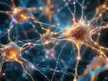 Abstrakte, mikroskopische Darstellung neuronaler Netzwerkstrukturen in warmem Licht als Symbol für kognitive Gesundheit. - Foto: über boerse-global.de