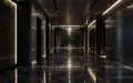 Ein minimalistischer Banktresor-Flur mit gedämpftem Licht und reflektierenden Steinböden. - Foto: über boerse-global.de
