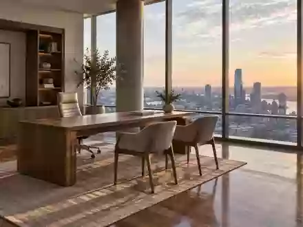 Ein leeres, modern eingerichtetes Büro mit einfallendem Tageslicht und einem sauberen Schreibtisch. - Foto: über boerse-global.de