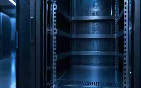 Ein leeres Server-Rack in einem minimalistischen Rechenzentrum mit kühler Beleuchtung und metallischen Oberflächen. - Foto: über boerse-global.de