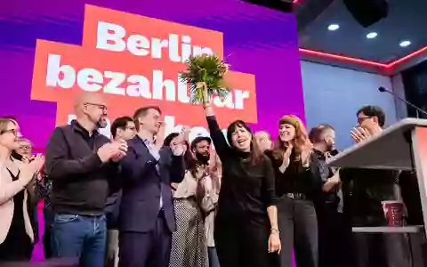 Der Linken-Parteitag findet in Berlin-Lichtenberg statt.  - Foto: Christoph Soeder/dpa