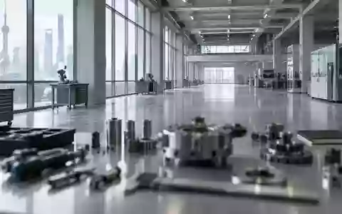 Ein minimalistisches, modernes Industrielabor in Shanghai mit Werkbänken und mechanischen Komponenten in einer sterilen Umgebung. - Foto: über boerse-global.de