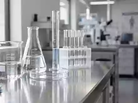 Laborumgebung mit wissenschaftlichem Glasgerät auf einer Edelstahloberfläche. - Foto: über boerse-global.de