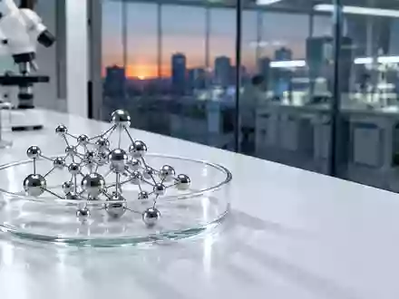 Ein molekulares Modell in einer Petrischale auf einem sauberen Labortisch in einer modernen Forschungseinrichtung. - Foto: über boerse-global.de