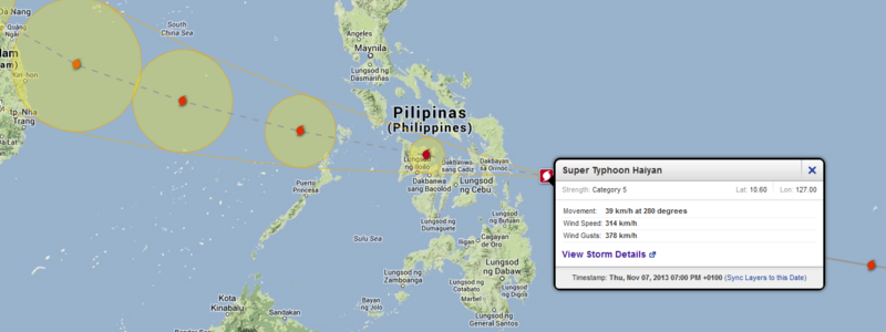 Haiyan hat derzeit Spitzenwinde von 378 km/h !!!  - Foto: Mister X