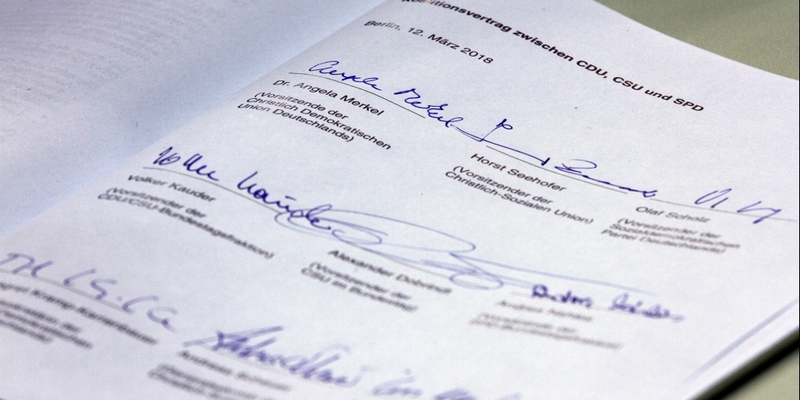 Unterschriften unter Koalitionsvertrag 2018-2021 - Foto: über dts Nachrichtenagentur