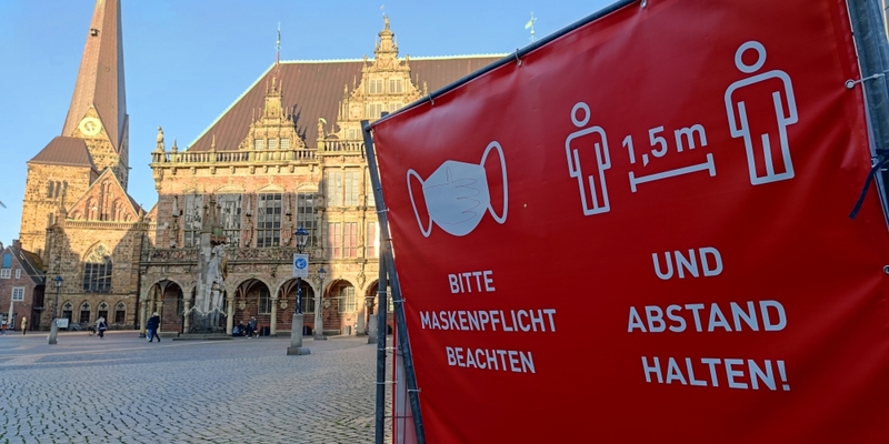 Hinweis auf Maskenpflicht in Bremens Innenstadt - Foto: ?ber dts Nachrichtenagentur