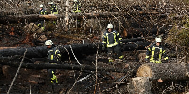 Ein Kesselwagen der Harzer Schmalspurbahnen GmbH HSB fährt ins Waldbrandgebiet am Brocken. - Foto: Matthias Bein/dpa