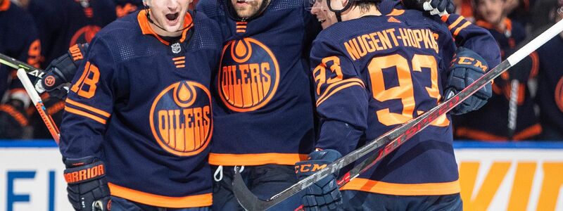 Die Oilers feiern den erneuten Einzug in die zweite Runde. - Foto: Jason Franson/The Canadian Press via AP/dpa