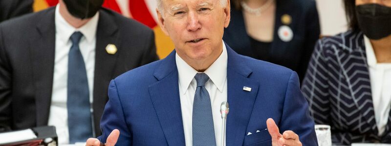 Joe Biden , Präsident der USA, spricht bei einem Gipfeltreffen der «Quad»-Gruppe, vertreten durch die vier Staats- und Regierungschefs der USA, Japans, Indiens und Australiens, im Kantei-Palast. - Foto: Yuichi Yamazaki/Getty Images AsiaPac Pool/AP/dpa