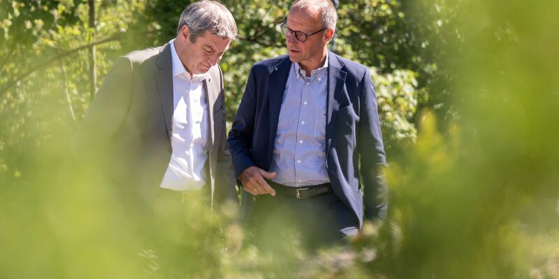 CSU-Chef Markus Söder und CDU-Chef Friedrich Merz in München. - Foto: Peter Kneffel/dpa