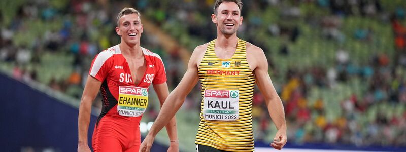 Niklas Kaul (r) und der Schweizer Simon Ehammer sind die Gold-Favoriten im Zehnkampf. - Foto: Soeren Stache/dpa
