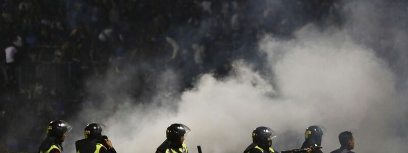 Polizisten setzten auch Tränengas ein. - Foto: Yudha Prabowo/AP/dpa
