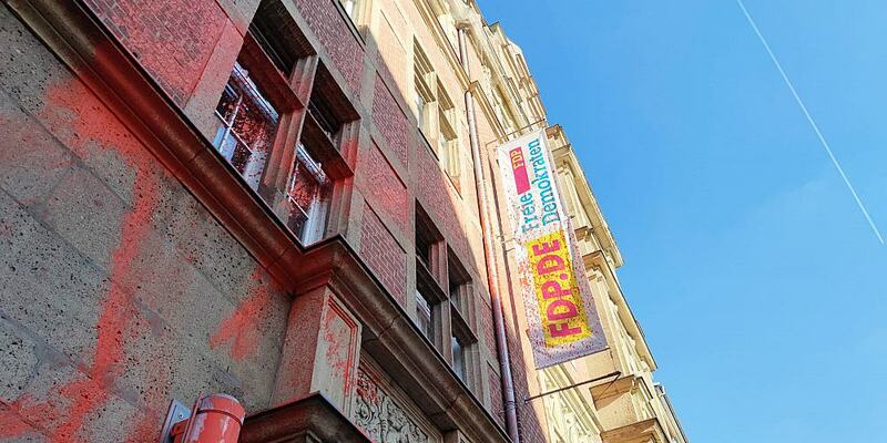 FDP-Zentrale nach der Farbattacke durch Letzte Generation - Foto: ?ber dts Nachrichtenagentur