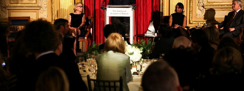 Bundespräsident Frank-Walter Steinmeier spricht nach der Verleihung des Henry-Kissinger-Preises 2022 bei einem Empfang der Berliner American Academy. - Foto: Julia Nikhinson/AP/dpa