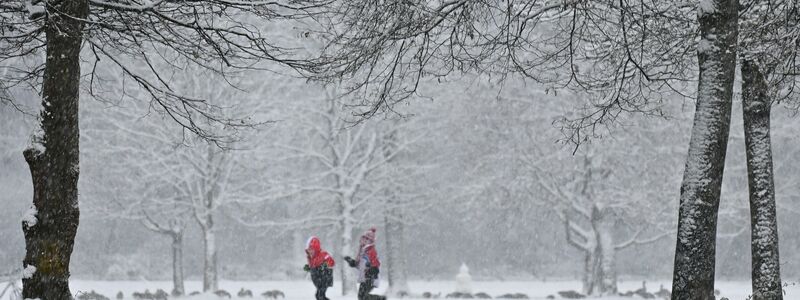 Kinder toben durch den verschneiten Englischen Garten in München. - Foto: Katrin Requadt/dpa