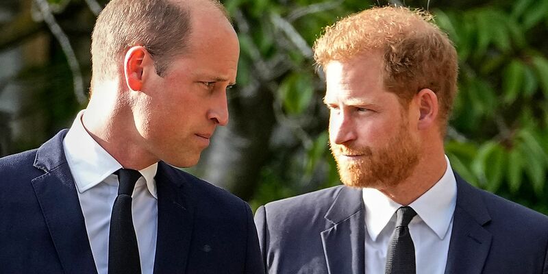 William und Harry beim Begräbnis für die verstorbene Königin Elizabeth II. vor Schloss Windsor. - Foto: Martin Meissner/AP/dpa