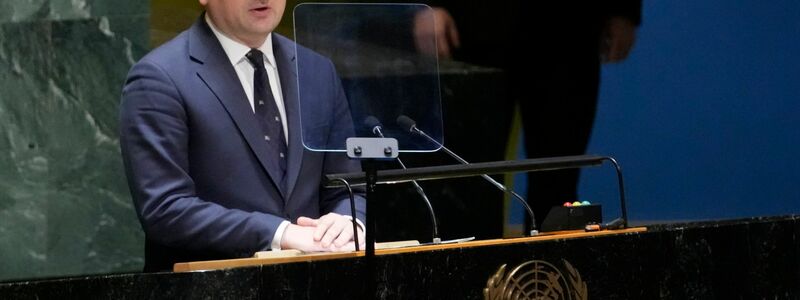 Völkermord-Vorwurf gegen Russland: Ukraines Außenminister Dmytro Kuleba bei der UN-Vollversammlung in New York. - Foto: Mary Altaffer/AP/dpa