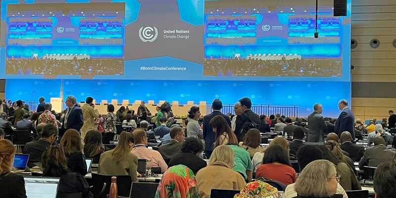 In Bonn haben sich Delegierte aus aller Welt zu zehntägigen Vorverhandlungen für die diesjährige Weltklimakonferenz in Dubai versammelt. - Foto: Christoph Driessen/dpa