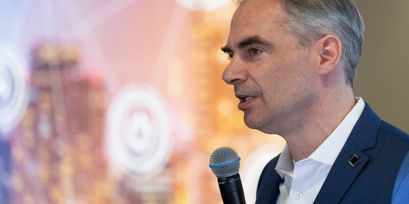 Carsten Körnig, Hauptgeschäftsführer ces Bundesverbands Solarwirtschaft (BSW), auf der Messe Intersolar in München. - Foto: Sven Hoppe/dpa