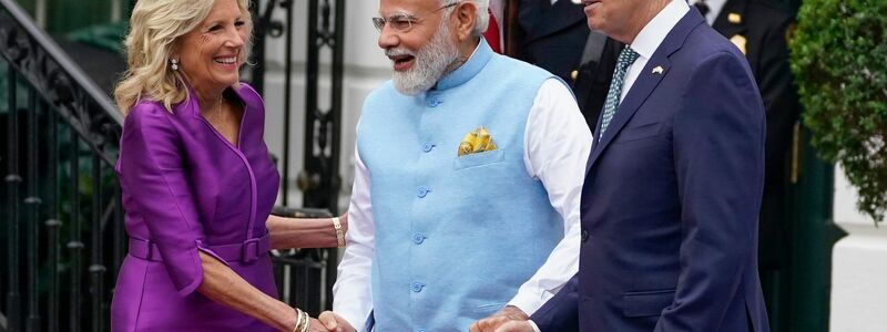 First Lady Jill Biden und US-Präsident Biden empfangen den indischen Premier Modi am Weißen Haus. - Foto: Evan Vucci/AP/dpa