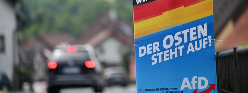 Ein Wahlplakat der AfD hängt an der Bundesstraße 89 im Landkreis Sonneberg. - Foto: Martin Schutt/dpa