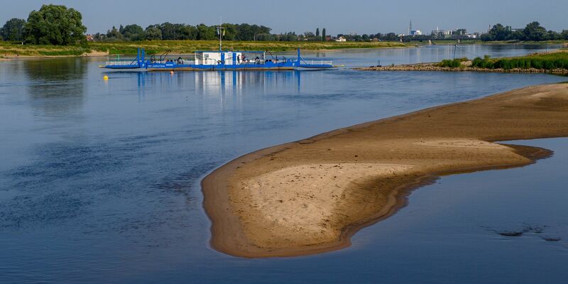 Eine Sandbank ist im Elbestrom in Magdeburg zu sehen. Dürren gehören zu den Folgen des Klimawandels. - Foto: Klaus-Dietmar Gabbert/dpa