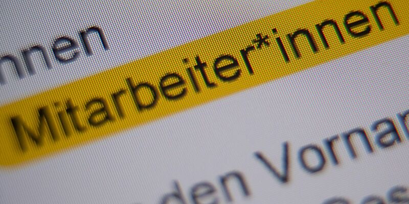 Die Anrede «Mitarbeiter*innen» ist in der Handreichung «Hinweise zur Umsetzung der geschlechtersensiblen Sprache für die Verwaltung der Landeshauptstadt Stuttgart» markiert und auf einem Bildschirm zu sehen. (Illustration) - Foto: Sebastian Gollnow/dpa