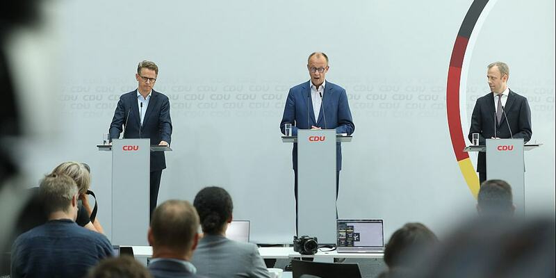 Carsten Linnemann, Friedrich Merz und Mario Czaja am 12.07.2023 - Foto: ?ber dts Nachrichtenagentur