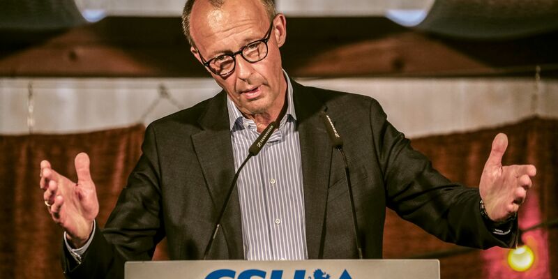 Friedrich Merz spricht während eines Wahlkampfauftritts. - Foto: Uwe Lein/dpa
