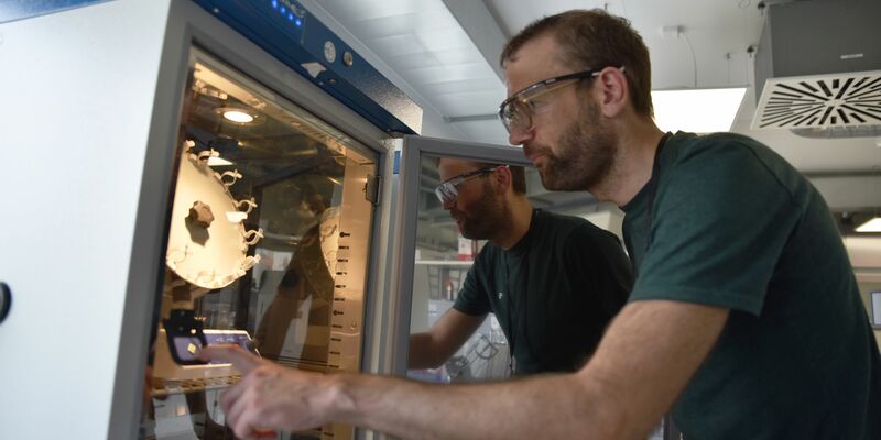 Konrad Gebauer, Leiter der Prozessentwicklung bei UPM in Leuna, im Labor der neuen Bioraffinerie. - Foto: Simon Kremer/dpa